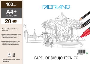 BLOC DIBUJO FABRIANO LINEAL ENC. A4+ 160