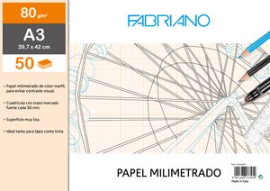 BLOC DIBUJO FABRIANO MILIMETRADO A3 80g