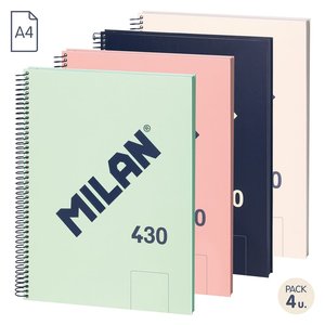 BLOC MILAN 430 A4 80h LISO SURT. PACK 4