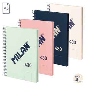 BLOC MILAN 430 A5 80h LISO SURT. PACK 4