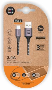 CABLE TECHONE USB-USB-C GRIS 2 m.