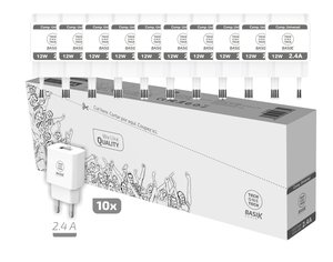CARGADOR TECHONE PARED USB-A 2,4A P/10