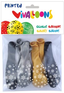 GLOBO COPOS 5 CARAS ORO/PLATA BOLSA DE 8