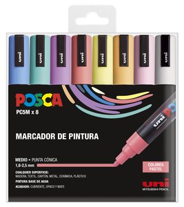 ROTUL.UNI-POSCA PC-5M PASTEL BOLSA 8