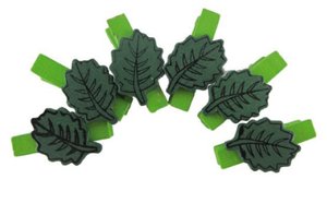 PINZAS SMART MADERA HOJAS VERDES PACK 6