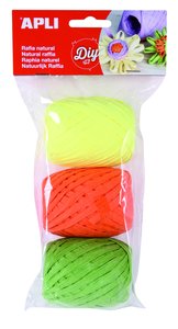RAFIA APLI NATURAL 30 m COL. FLUOR B/3