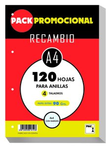 RECAMBIO PACSA A4 120h 90g 4 TAL. CD.4