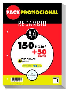 RECAMBIO PACSA A4 200h 90g 4 TAL. CD.4