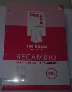 RECAMBIO PACSA Fº 100h 90g 4 TAL. CD.4
