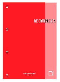 RECAMBIO PACSA A4 80h 4 TAL. CD.5 ROJO