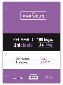 RECAMBIO PAPYRUS A4 100h 4 TAL.P3.5 C/M