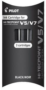 RECAMBIO PILOT V-5 RECARGABLE NEGRO B/3