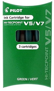 RECAMBIO PILOT V-5 RECARGABLE VERDE B/3
