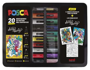 ROTUL.UNI-POSCA CAJA METALICA  20 SURT.