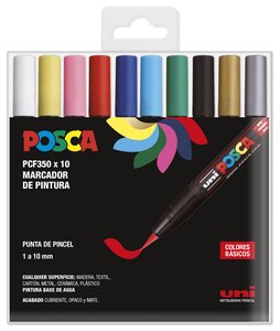 ROTUL.UNI-POSCA PINCEL ESTUCHE 10 SURT.