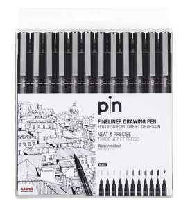 ROTUL.UNI PIN CALIBRADO NEGRO B/12