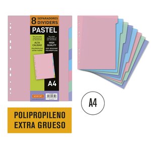 SEPARADORES SENFORT PP PASTEL A4 8ps.