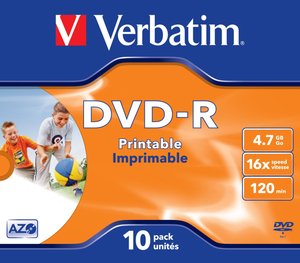 DVD -R VERBATIM 4.7GB 16x JEWEL C/10