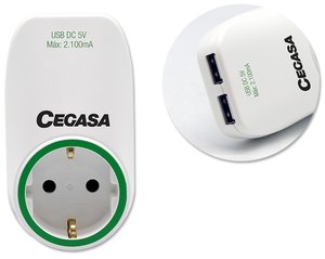 ENCHUFE ADAPTADOR CEG. SCHUKO + 2 USB
