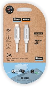 CABLE TECHONE USB-C-LIGHTNING BLANCO 1 m