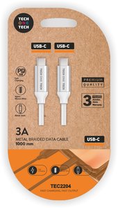 CABLE TECHONE USB-C-USB-C BLANCO 1 m.