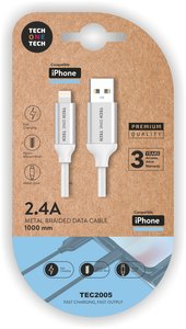 CABLE TECHONE USB-LIGHTNING BLANCO 1 m.