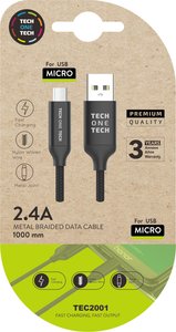 CABLE TECHONE USB-MICRO-USB NEGRO 1 m.
