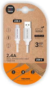 CABLE TECHONE USB-USB-C BLANCO 1 m.