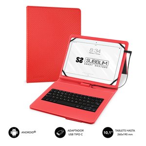FUNDA TABLET SUBBLIM PRO USB 10,1  ROJO