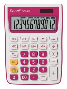 CALCULADORA MESA REBELL 12 DIG. 912 ROSA