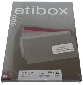 ETIQUETAS ADH.IMPR. ETIBOX A4 BLANCA CAJ