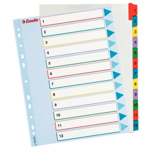 INDICE ESSELTE CART.BORR.NUM.A4+ ps.1-12
