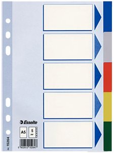 SEPARADORES ESSELTE PP A5 5 ps.