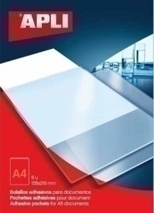 FUNDA ADHESIVA APLI A4 BOLSILLO P/6