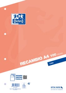 RECAMBIO OXF. A4 100h 4 TAL. LISO NARANJ