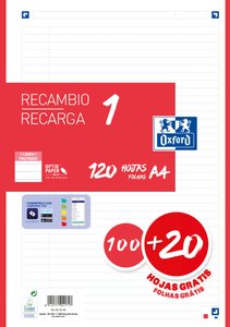 RECAMBIO OXF. A4 120h 4 TAL. HZT.ROJO