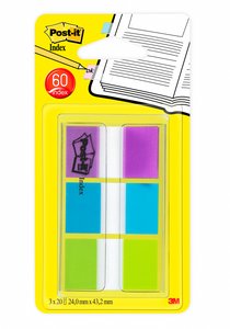 TACO BANDE POST-IT 1  3X20 MOR,VERD,AZUL