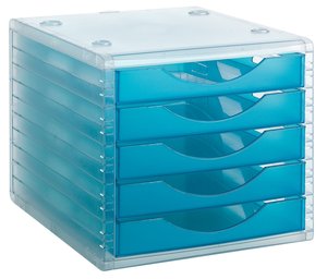 MODULO 5 CAJONES CRISTAL/AZUL