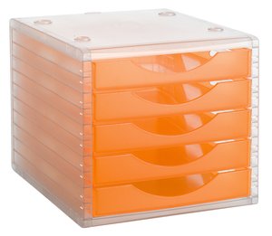 MODULO 5 CAJONES CRISTAL/NARANJA