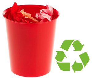 PAPELERA PLASTICO CERRADA ROJA