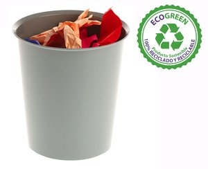 PAPELERA PLASTICO CERRADA A.2000 GRIS