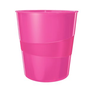 PAPELERA PLASTICO LEITZ WOW 15L FUCSIA