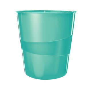PAPELERA PLASTICO LEITZ WOW 15L TURQUESA