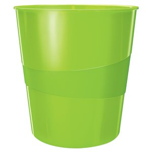 PAPELERA PLASTICO LEITZ WOW 15L VERDE