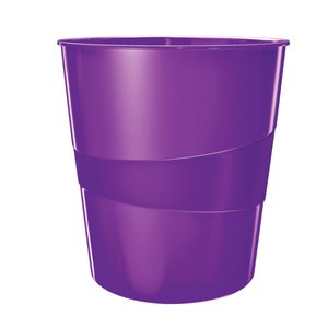 PAPELERA PLASTICO LEITZ WOW 15L VIOLETA