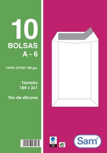 BOLSA SAM 184x261 BLANCO 100g PAQ.10
