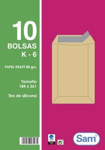 BOLSA SAM 184x261 KRAFT 80g PAQ.10
