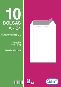 BOLSA SAM 229x324 BCO. 100g PAQ.10
