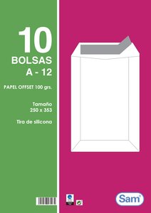 BOLSA SAM 250x353 BLANCO 100g PAQ.10