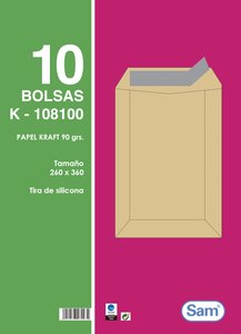 BOLSA SAM 260x360 KRAFT 90g PAQ.10